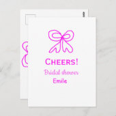 パープル ピンクの弓 ブライダルシャワー 名前を追加 ポストカード (正面/裏面)