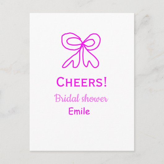 パープル ピンクの弓 ブライダルシャワー 名前を追加 ポストカード (正面)