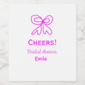 パープル ピンクの弓 ブライダルシャワー 名前を追加 ワインラベル (シングルラベル)