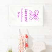 パープル ピンクの弓 ブライダルシャワー 名前を追加 横断幕 (インサイチュ)