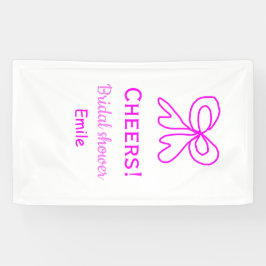 パープル ピンクの弓 ブライダルシャワー 名前を追加 横断幕