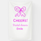 パープル ピンクの弓 ブライダルシャワー 名前を追加 横断幕 (縦)