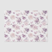 パープル ピンクの花とハートのバースデー 薄葉紙 (正面)