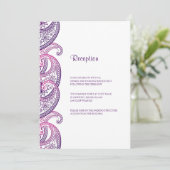 パープル&ピンクインディアンペイズリーウェディングレセプション 招待状 (スタンド正面)