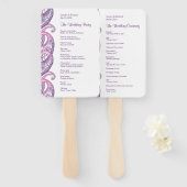 パープル&ピンクインディアンペイズリー結婚式 プログラム ハンドファン (正面&裏面)