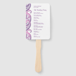 パープル&ピンクインディアンペイズリー結婚式 プログラム ハンドファン