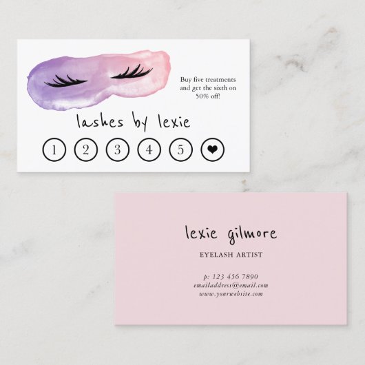 パープル&ピンクウォーターカラーラッシュアーティストロイヤリティ 名刺 (正面/裏面)