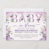 パープル&ピンクガーデンフラワーズイン開花 招待状 (正面)