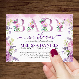 パープル&ピンクガーデンフラワーズイン開花 招待状