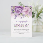 パープル&ピンクガーデンフラワーズブライダルシャワー花嫁 エンクロージャーカード (スタンド正面)