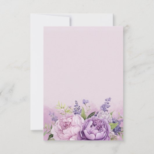 パープル&ピンクガーデンフラワーズブライダルシャワー サンキューカード (裏面)