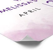 パープル&ピンクガーデン花ガールガール1st誕生日 ポスター (角)