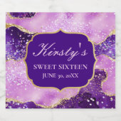 パープル&ピンクグリッターゲードアゲートスイーツ16 スパークリングワインラベル (シングルラベル)