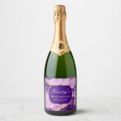 パープル&ピンクグリッターゲードアゲートスイーツ16 スパークリングワインラベル (正面)