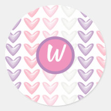パープル&ピンクハートモノグラムシール
