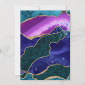 パープル&ピンクピーコックアゲート&金ゴールド結婚グリッター 招待状 (裏面)