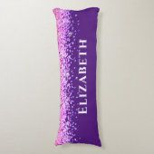 パープル&ピンクフェイクグリッター美学名前をカスタムする ボディピロー (正面縦)