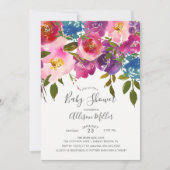 パープル&ピンクフローラベビーシャワー招待状 招待状 (正面)