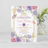 パープル&ピンクフローラ金ゴールドクラウンガールキンセアニラ 招待状 (スタンド正面)