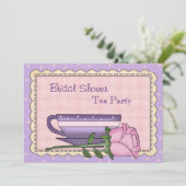 パープル&ピンクブライダルシャワーティーパーティの招待状 招待状 (スタンド正面)