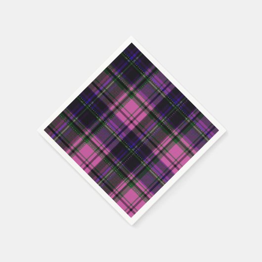 パープル&ピンクプレイドハロウィンナプキン スタンダードカクテルナプキン (角)