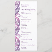 パープル&ピンクペイズリーインディアン結婚ズラックカード プログラム (裏面)