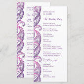 パープル&ピンクペイズリーインディアン結婚ズラックカード プログラム (正面/裏面)