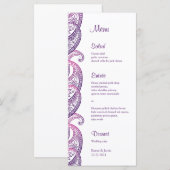 パープル&ピンクペイズリーインディアン結婚ズラックカード メニュー (正面/裏面)