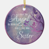 パープル&ピンク銀河系パーソナライズされたメモリアル セラミックオーナメント (正面)