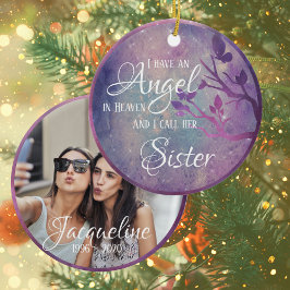 パープル&ピンク銀河系パーソナライズされたメモリアル セラミックオーナメント