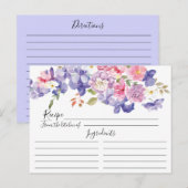 パープル&ピンク開花フローラレシピカード ポストカード (正面/裏面)