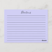 パープル&ピンク開花フローラレシピカード ポストカード (裏面)