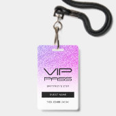 パープル ピンク オンブレ グリッター VIP パス パーティー招待状 バッジ (Front with Lanyard)