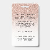 パープル ピンク オンブレ グリッター VIP パス パーティー招待状 バッジ (Back)