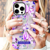 パープル ピンク カスタム 名前 フラワー Case-Mate iPhoneケース