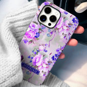 パープル ピンク カスタム 名前 フラワー Case-Mate iPhoneケース