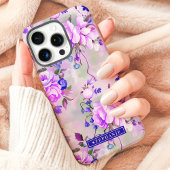 パープル ピンク カスタム 名前 フラワー Case-Mate iPhoneケース