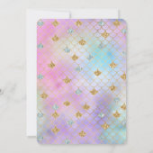 パープル ピンク ゴールド アクア グリッター マーメイド スパークル 招待状 (裏面)