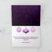 パープル、ピンク、シルバークリスマスボーブル シーズンカード (内部)