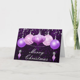 パープル、ピンク、シルバークリスマスボーブル シーズンカード
