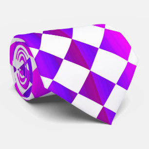 パープル ピンク チェッカー ダイヤモンド パターン ネクタイ