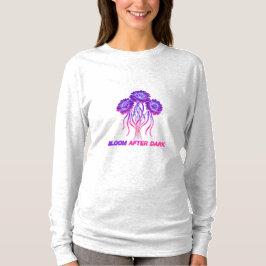 パープル ピンク ファンタジー フローラル 長袖 トー Tシャツ