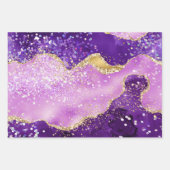 パープル&ピンク&フェイク金ゴールドグリッター ラッピングペーパーシート (正面2)