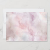 パープル ピンク フラワーズ ウォーターカラー 1歳の誕生日パーティー 招待状 (裏面)