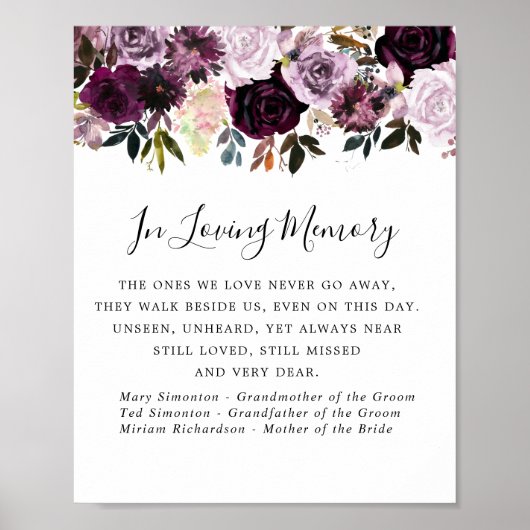 パープル ピンク フラワー ウェディング メモリアル サイン (正面)