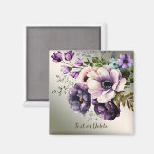 パープル ピンク フラワー ゴールデン エレガント マグネット (正面/裏面)