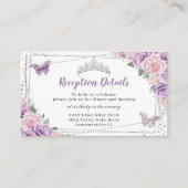 パープル ピンク フラワー シルバー キンセアニエラ レセプション エンクロージャーカード (正面)