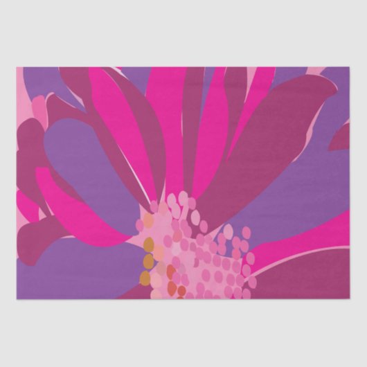 パープル ピンク フラワー パターン 薄葉紙 (正面)
