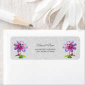 パープル ピンク フラワー 返送先ラベル ラベル (インサイチュ)