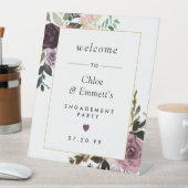 パープル ピンク フローラルエンゲージメントパーティー ウェルカム 台座サイン (インサイチュ)